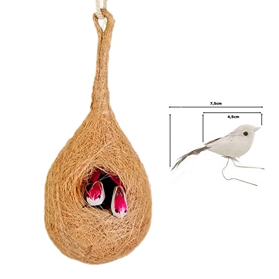 Coir NEST for Birds Color -Natural Size H-25 cm,W -15 cm, Pack of 2
