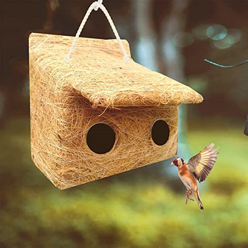 Bird House Duplex in Coir Cage All Birds Love Birds, Budgies, Finches and Decoration