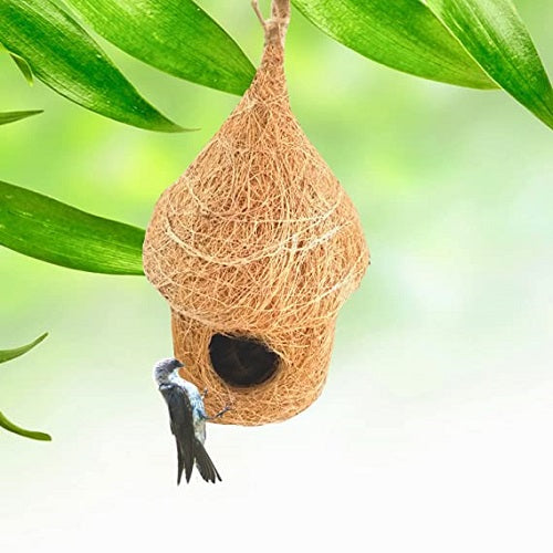 Coir Birds Hut Shape House for Cage All Birds Love Birds- PACK OF 1