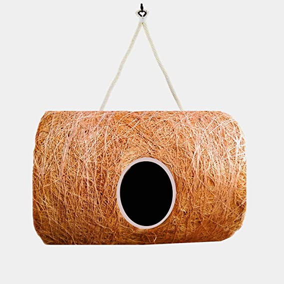 Cylinder Bird House Purely Hand made love Birds/Sparrow/Small Birds/Color -Natural