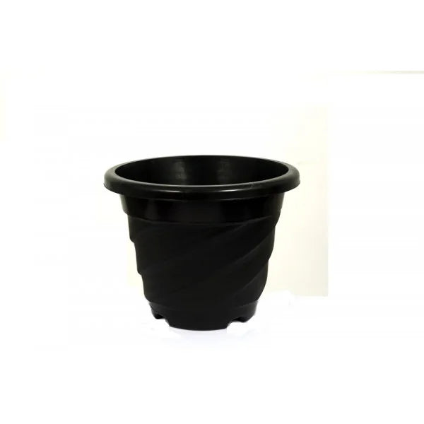 Sanjay Plastic Pot Round 8 Inches Black ,Terracotta