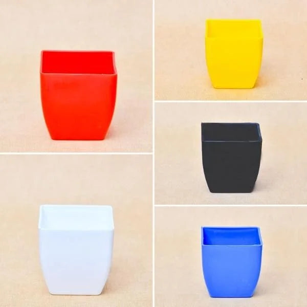 Table Top Square Plastic Pot 4 inch pack of 5